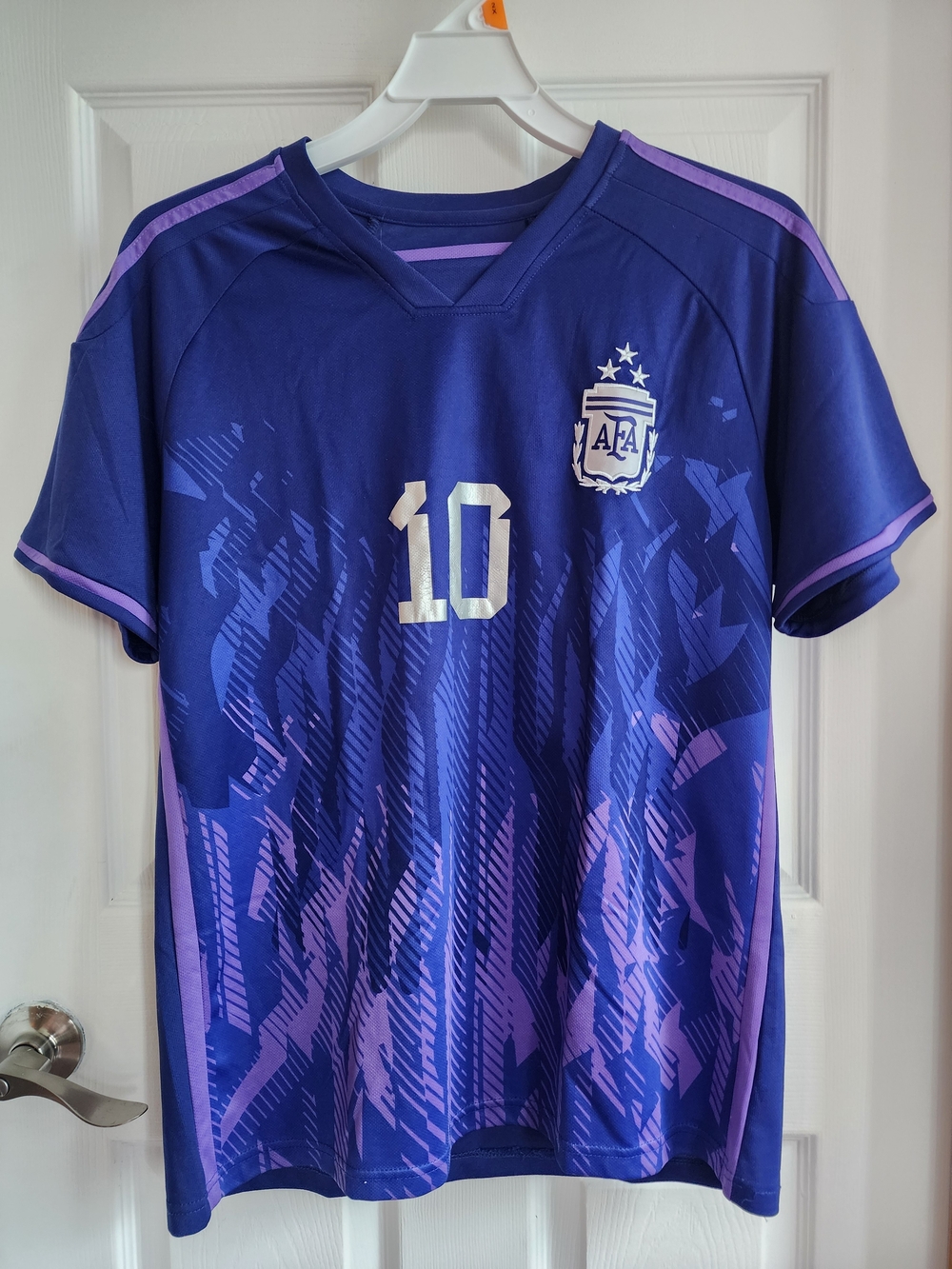 Argentina Away Jersey Youth Size XL- FIFA World Cup 2022 -Messi #10